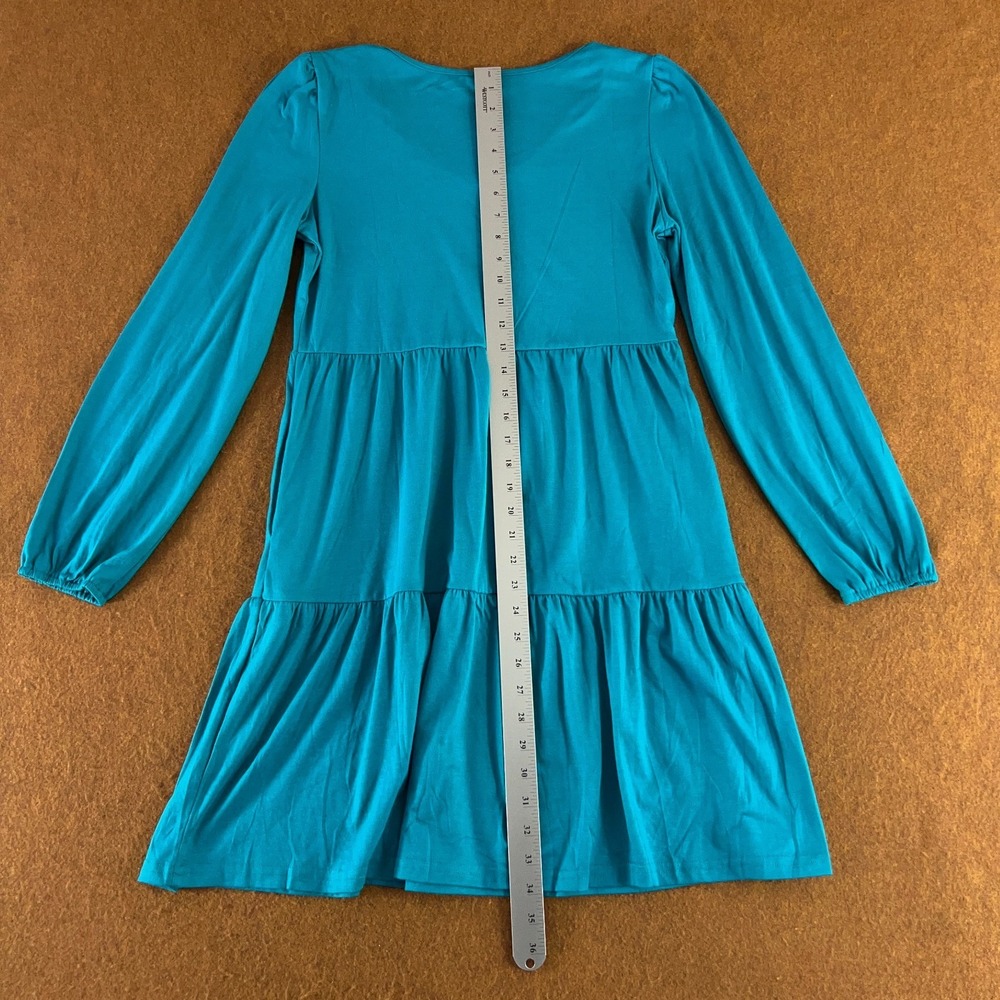 Anrabess Womens Size Small Blue Long Sleeve V Neck Tiered Dress NWT - Picture 9 of 11